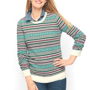 Talbots Fair Isle Lambs Wool Crewneck Sweater Medium